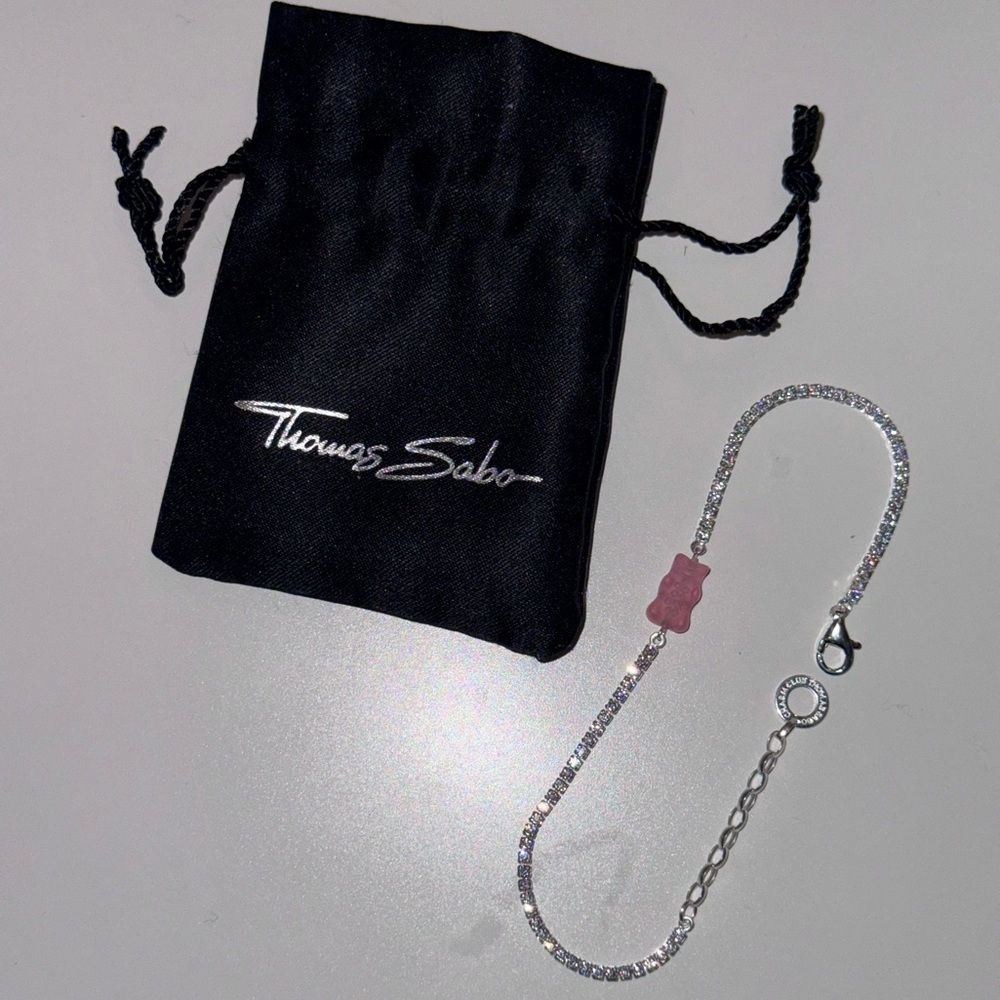 Thomas Sabo x haribo bear pink silver tennis bracelet